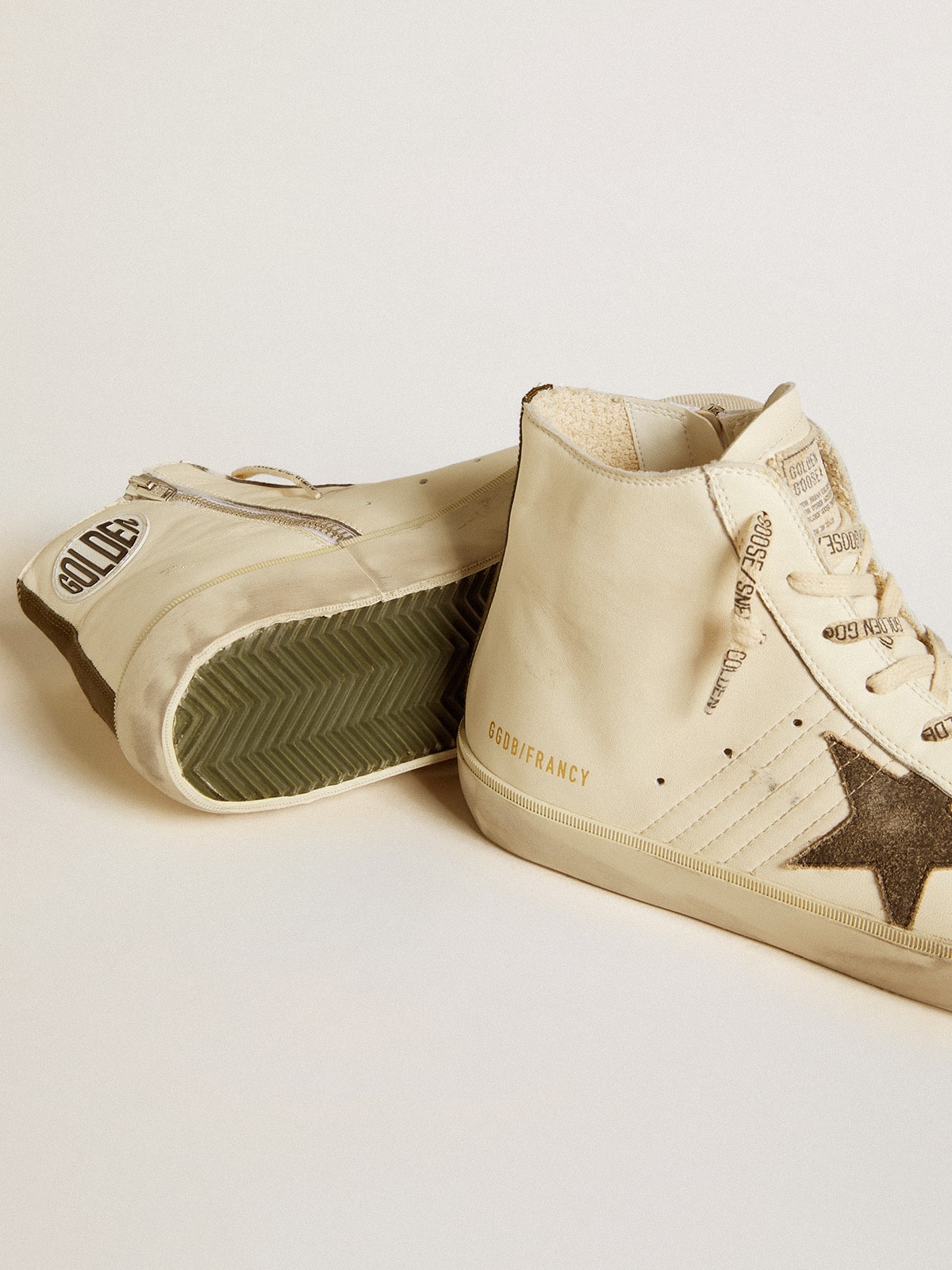 Francy Penstar in nappa with black suede star and cotton heel tab Golden Goose