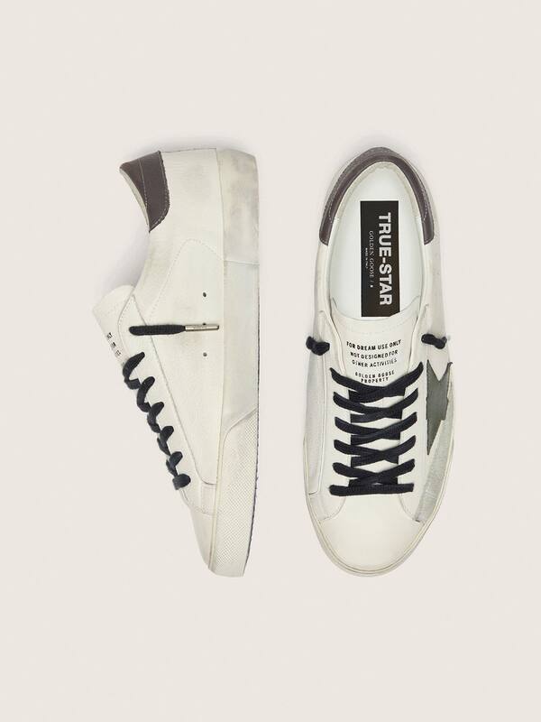 Golden Goose - Men's Super-Star in nappa with green leather star and gray leather heel tab in 