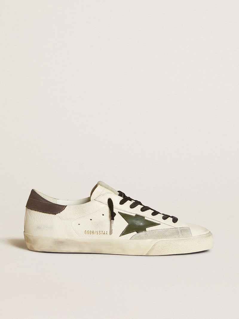 Super-Star in nappa with green leather star and gray leather heel tab