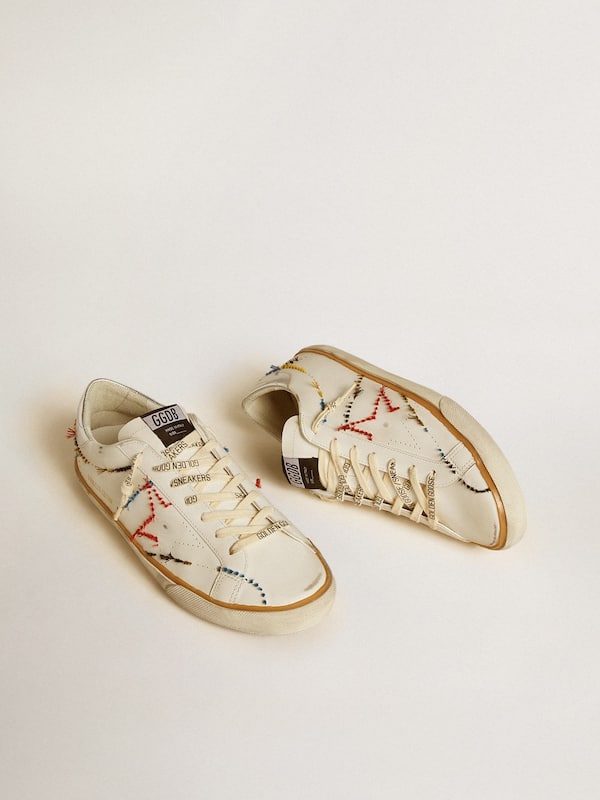 Golden Goose - Men’s Super-Star LTD with perforated star and metallic leather heel tab in 