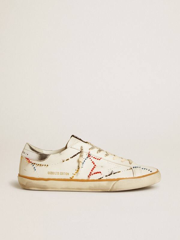 Golden Goose - Men’s Super-Star LTD with perforated star and metallic leather heel tab in 