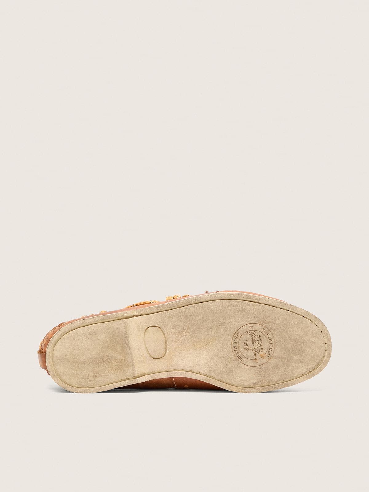 Golden Goose - Men's Cruise loafers in tobacco-colored leather with orange hiking laces in 