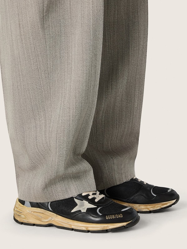 Men&rsquo;s Dad-Star in black and silver mesh and nappa with ice-gray star
