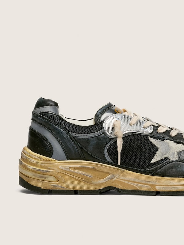 Golden Goose - Men&rsquo;s Dad-Star in black and silver mesh and nappa with ice-gray star in 