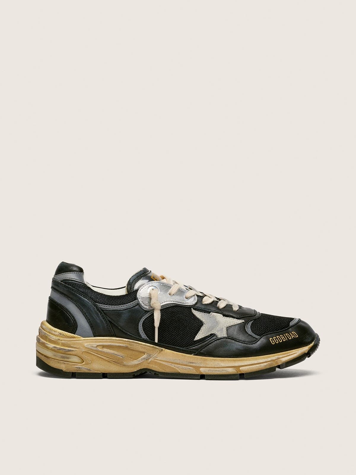 Golden Goose - Schwarz-silberner Dad-Star Herren aus Mesh und Nappa mit eisgrauem Stern in 