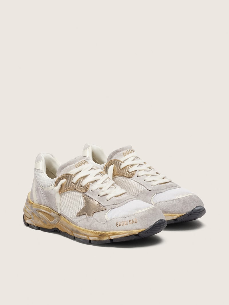 Golden Goose - Dad-Star Uomo in rete e suede bianca con stella in pelle laminata dorata in 
