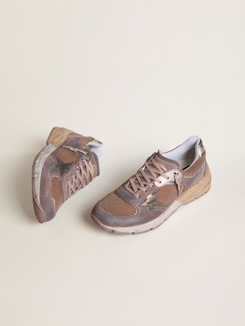 Golden Goose - Dad-Star Uomo in suede e rete lilla con stella e talloncino in pelle laminata in 