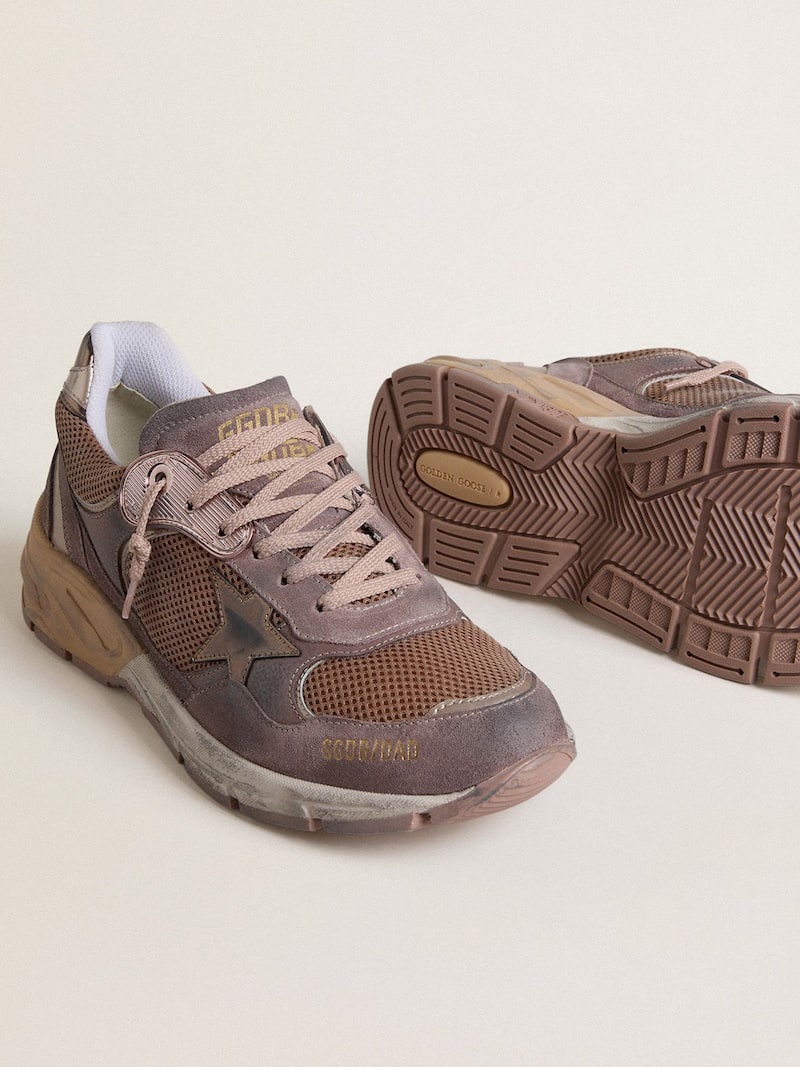 Golden Goose - Dad-Star Uomo in suede e rete lilla con stella e talloncino in pelle laminata in 