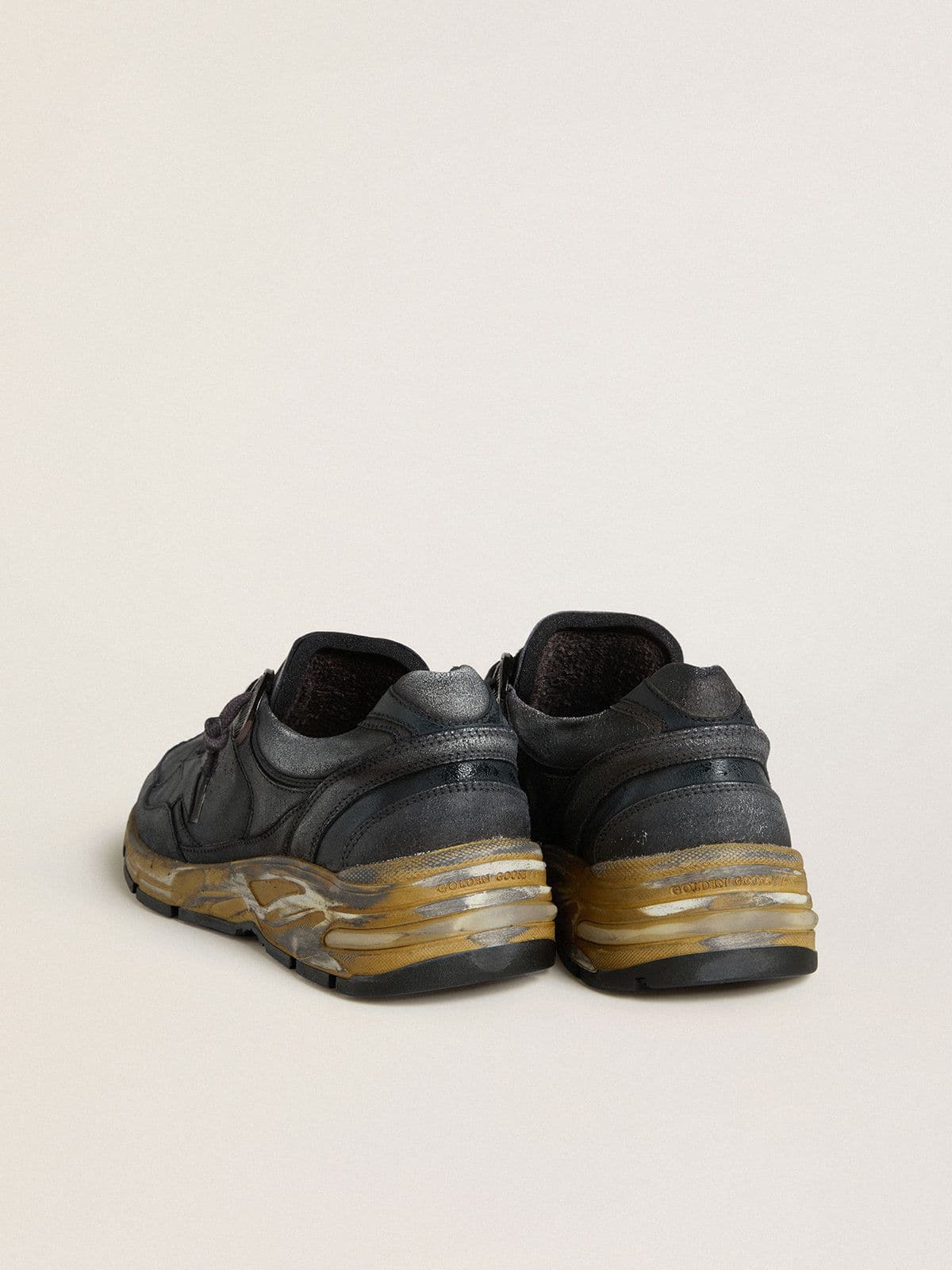Golden Goose - Men's Dad-Star in black naplak and crackle leather with black star and heel tab in 