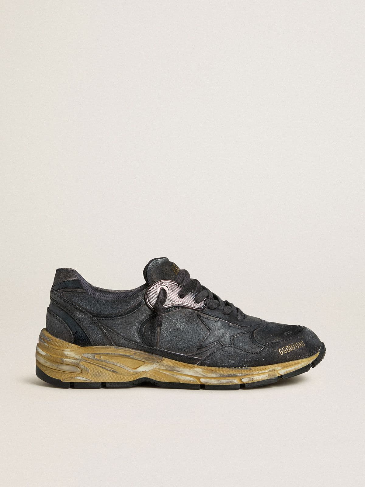 Golden Goose - Men's Dad-Star in black naplak and crackle leather with black star and heel tab in 