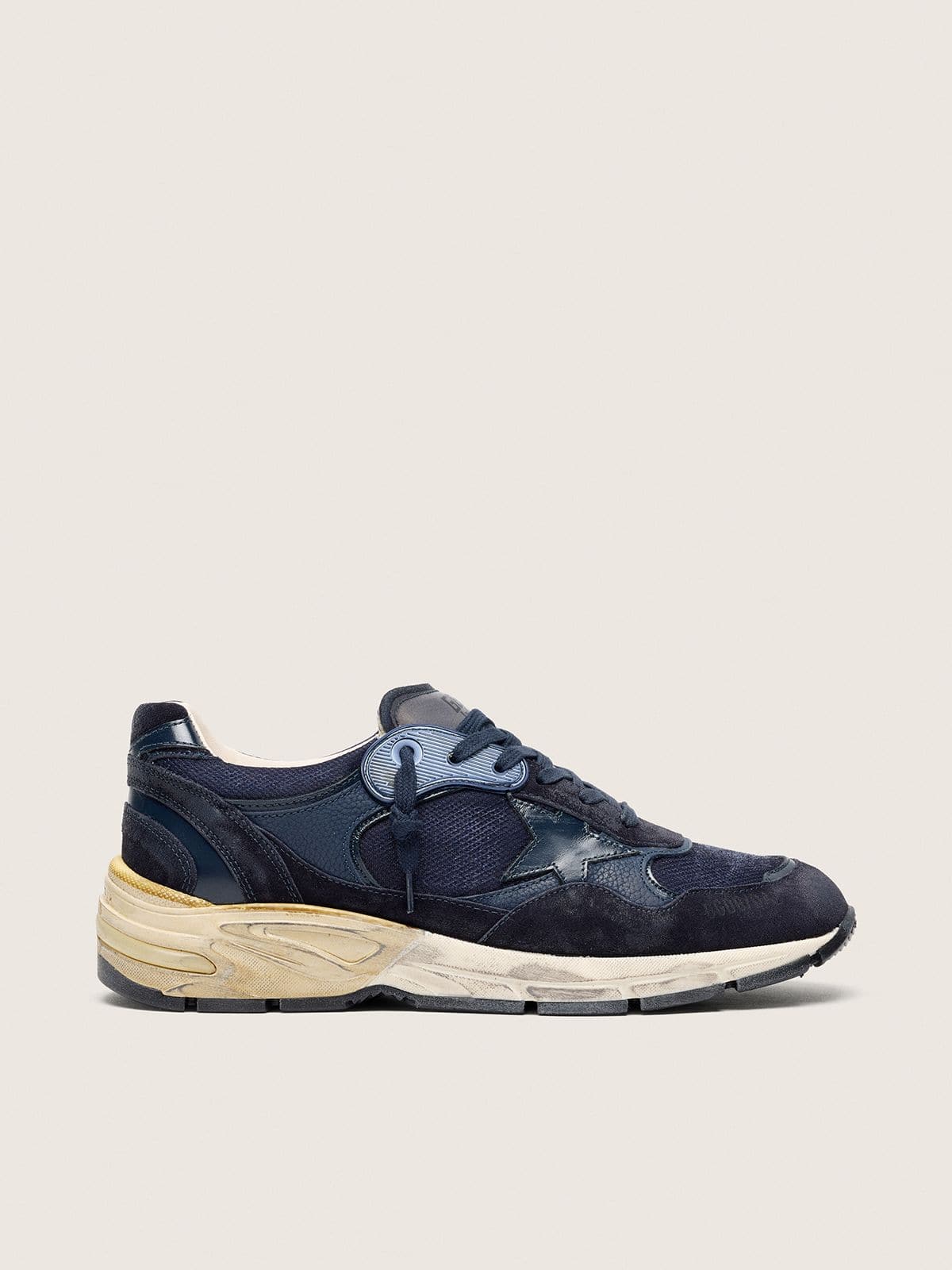Golden Goose - Men's Dad-Star in dark blue mesh and leather with tone-on-tone star in 