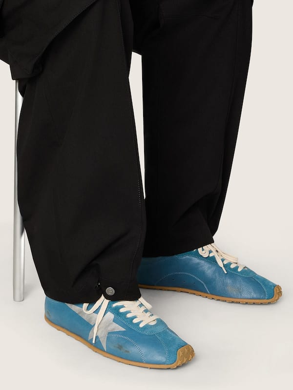 Men's Marathon Speed in blue nappa with printed star and silver leather heel tab