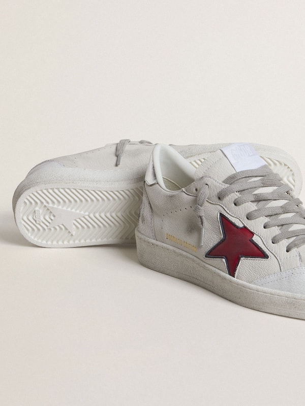 Golden Goose - Men's Ball Star LTD with red star and silver heel tab in 