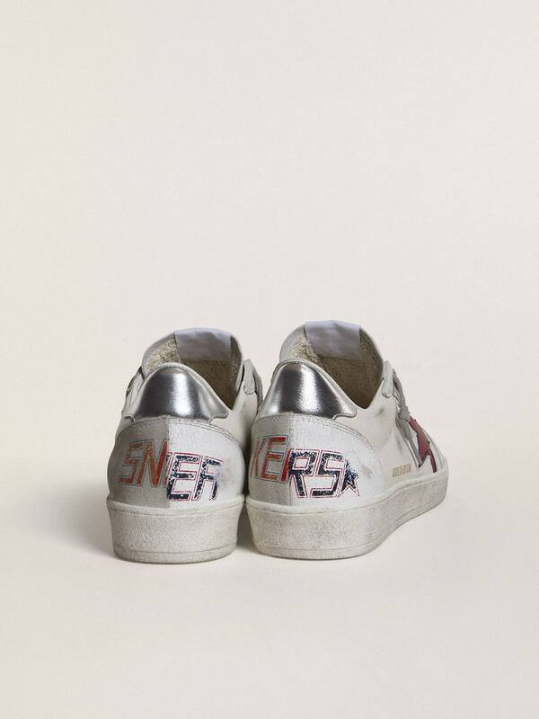 Golden Goose - Men's Ball Star LTD with red star and silver heel tab in 