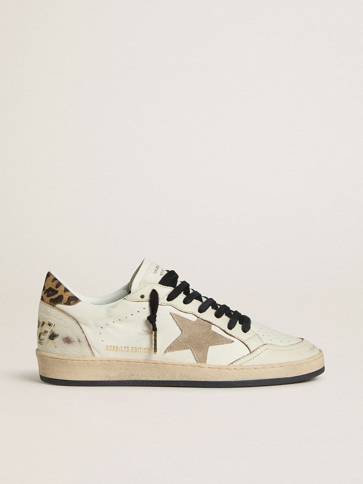Golden Goose - Men's Ball Star Wishes with suede star and leopard-print pony skin heel tab in 
