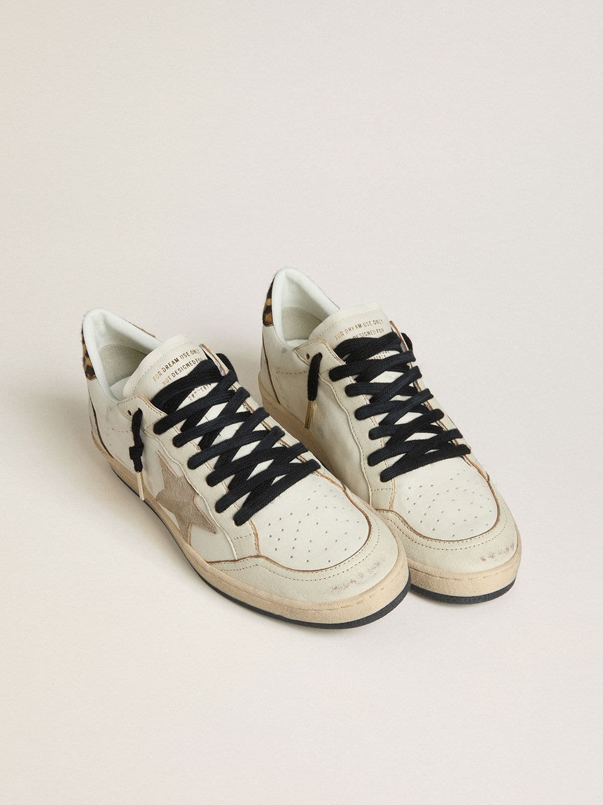 Golden Goose - Men's Ball Star Wishes with suede star and leopard-print pony skin heel tab in 