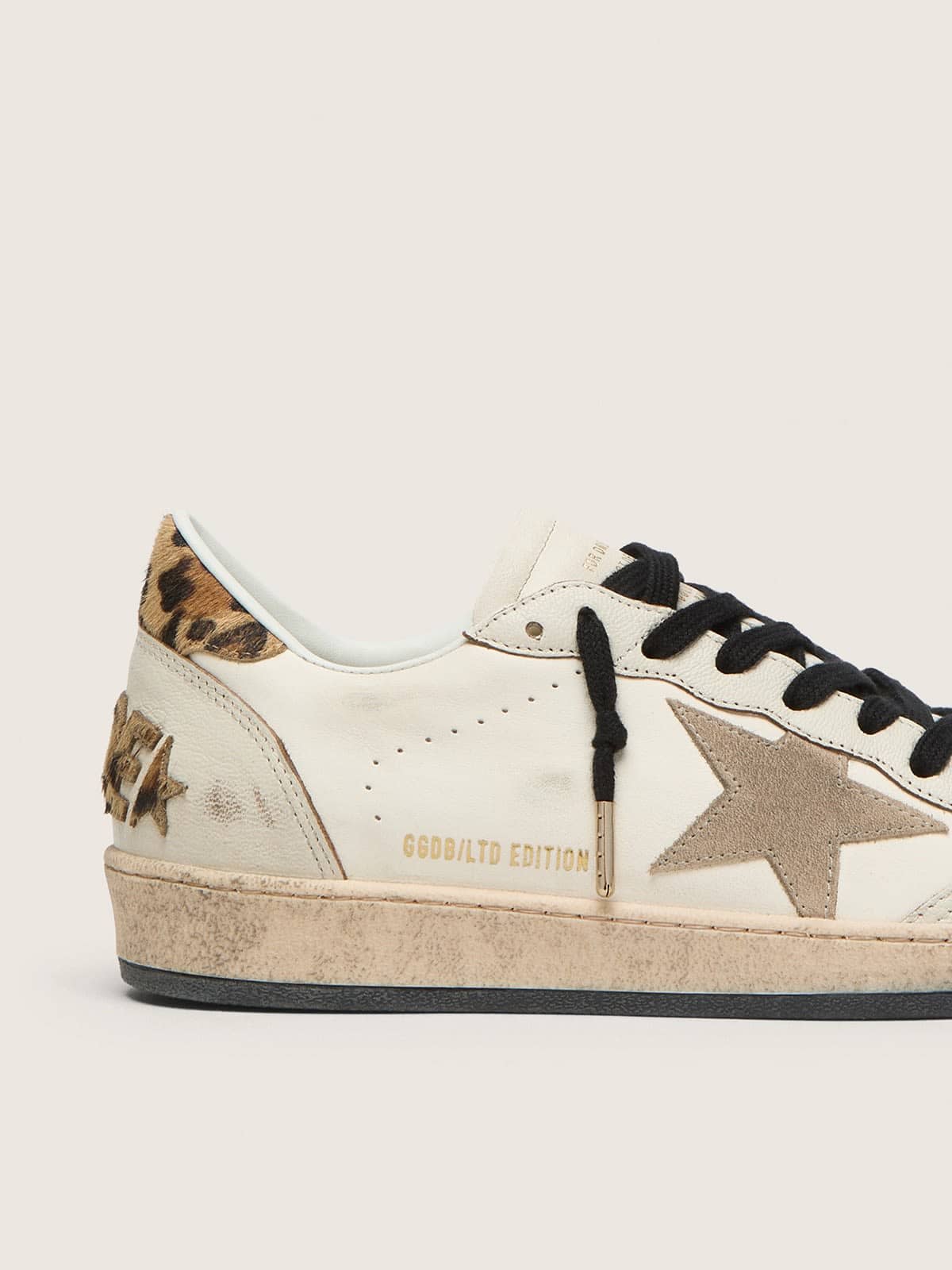Golden Goose - Men's Ball Star Wishes with suede star and leopard-print pony skin heel tab in 