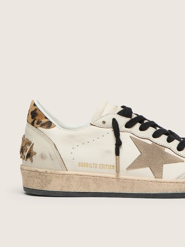 Golden Goose - Ball Star Wishes Uomo con stella in suede e talloncino in cavallino leopardato in 