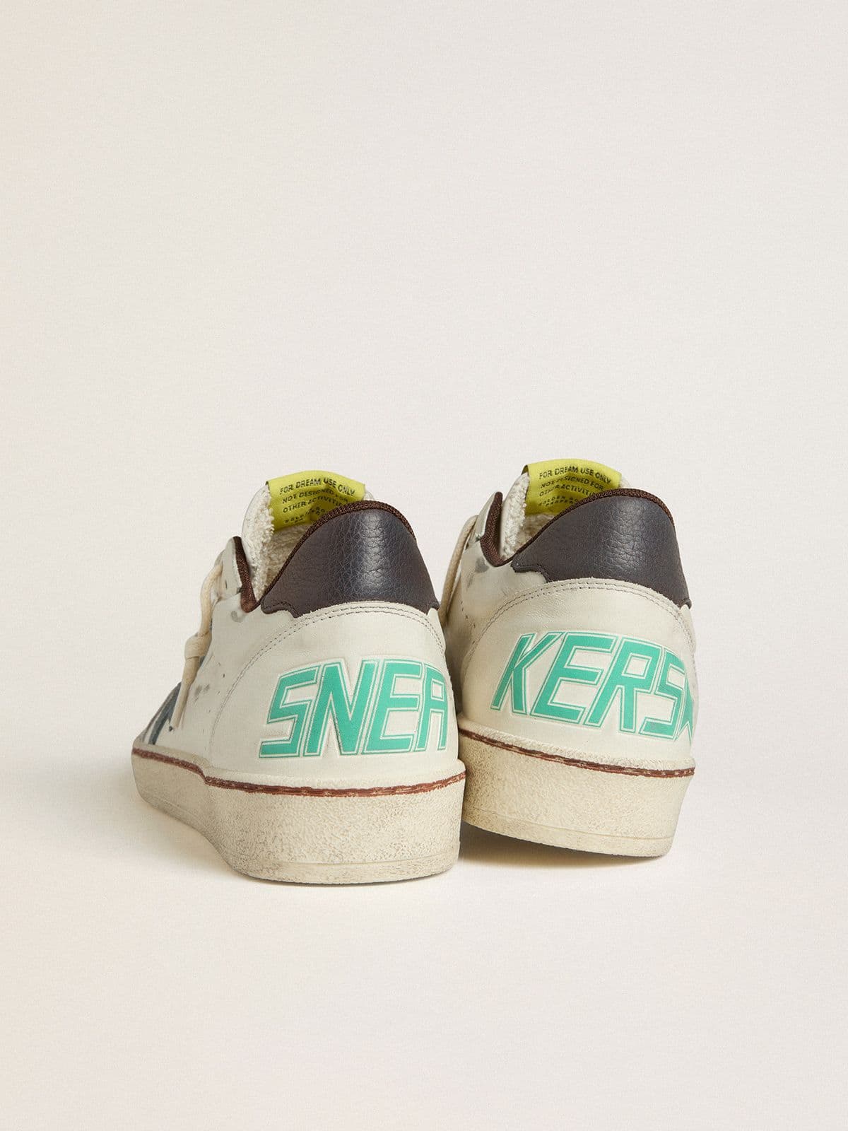 Golden Goose - Men's Ball Star in white leather with light blue suede star and brown nubuck heel tab in 
