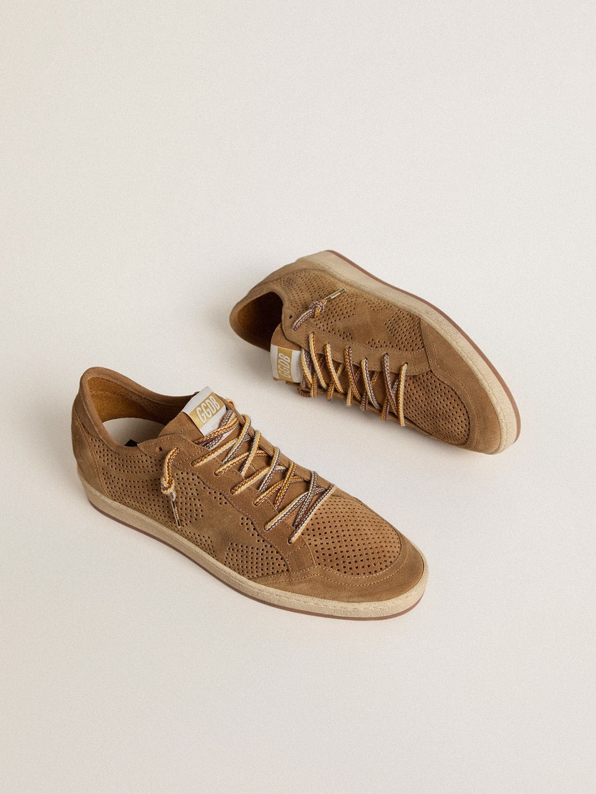 Men’s Ball Star in perforated tobacco-colored suede