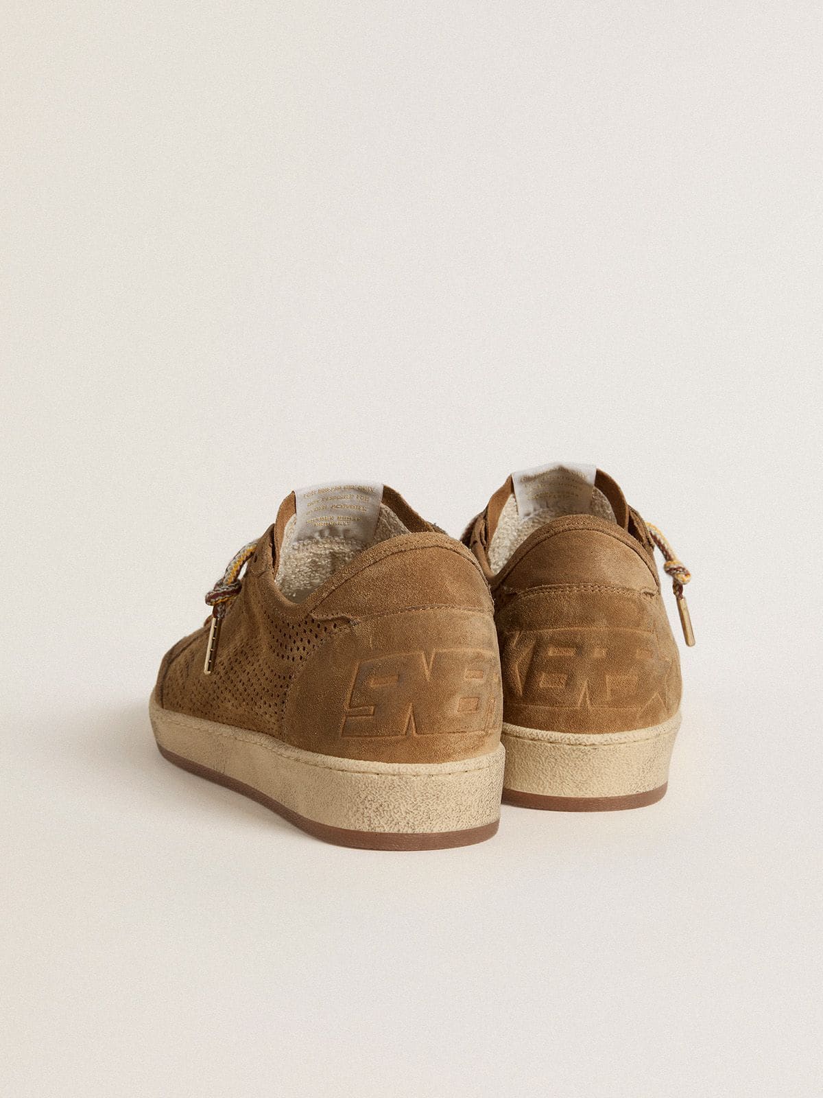 Golden Goose - Men's Ball Star with perforated tobacco-colored suede upper and tone-on-tone star in 