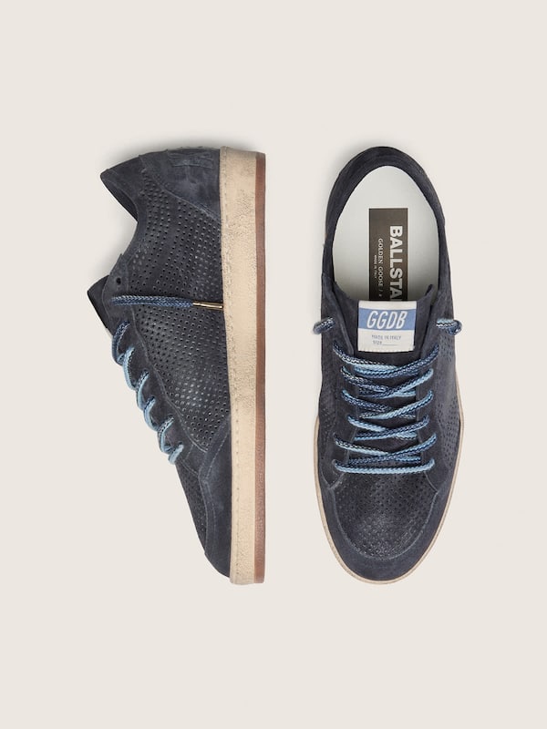 Ball Star Herren aus perforiertem dunkelblauem Suede mit dunkelblauem Suedestern