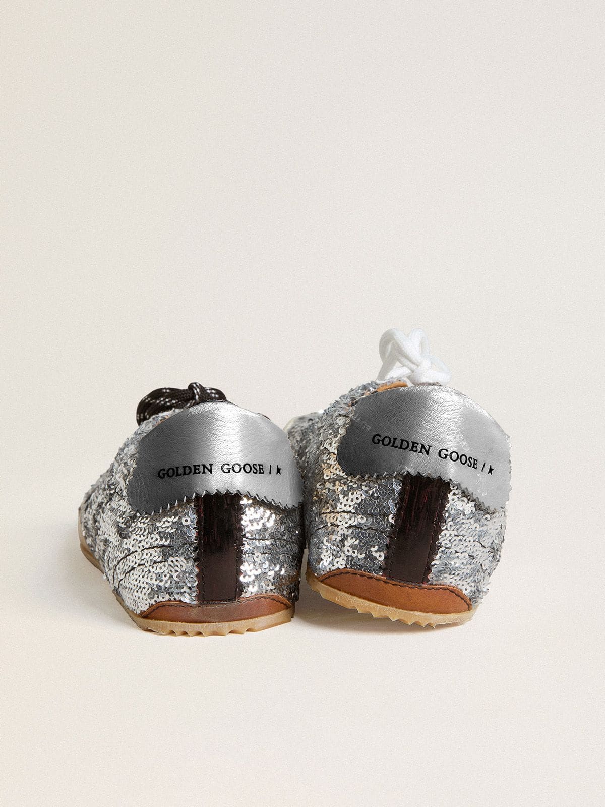 Golden Goose - Men's True-Star in silver sequins with black star and beige leather heel tab in 