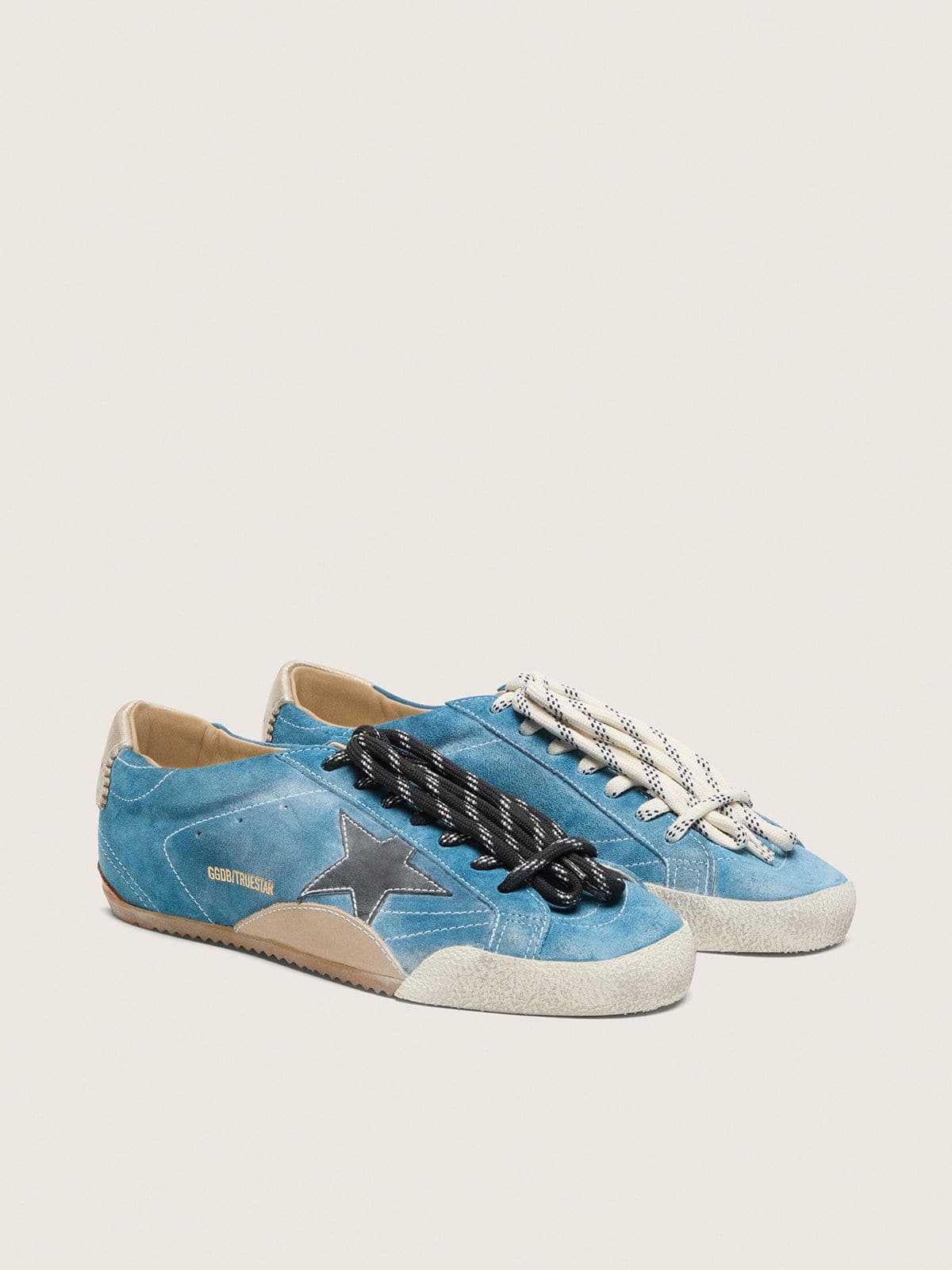 True-Star Uomo in suede ottanio con stella nera e talloncino panna