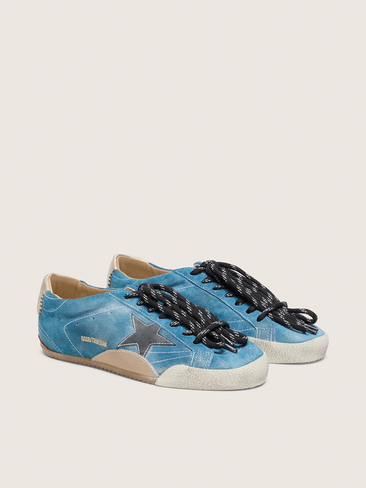 Golden Goose - True-Star Uomo in suede ottanio con stella nera e talloncino panna in 