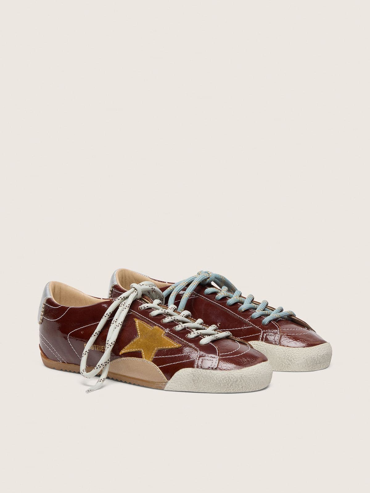 Golden Goose - Men's True-Star in burgundy naplak with suede star and silver nappa heel tab in 