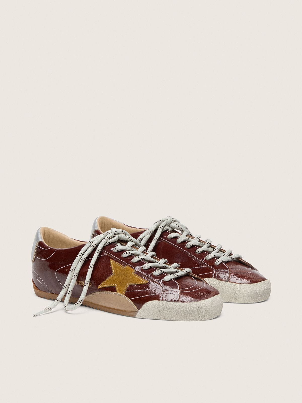 Golden Goose - Men's True-Star in burgundy naplak with suede star and silver nappa heel tab in 