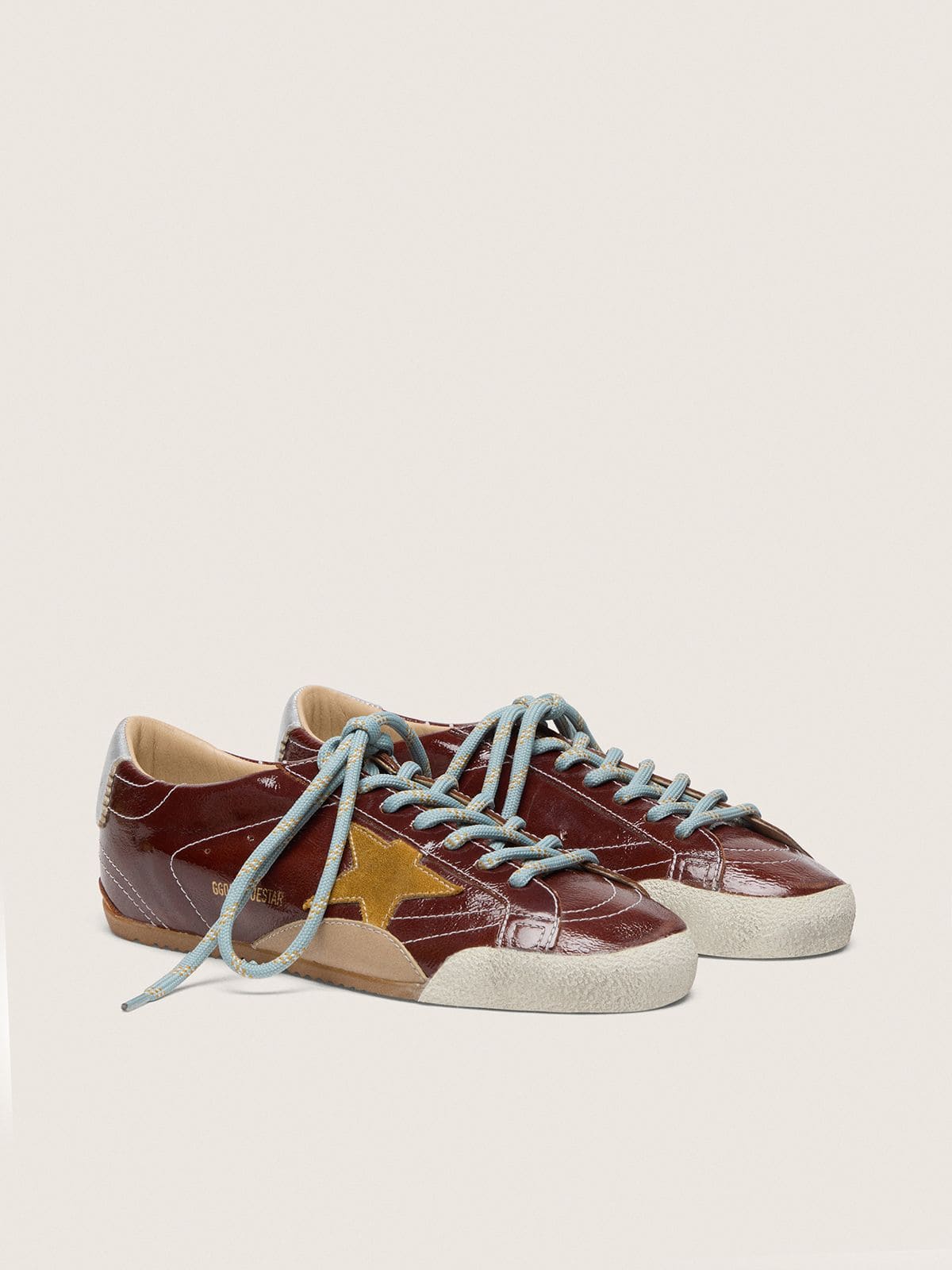 Golden Goose - Men's True-Star in burgundy naplak with suede star and silver nappa heel tab in 