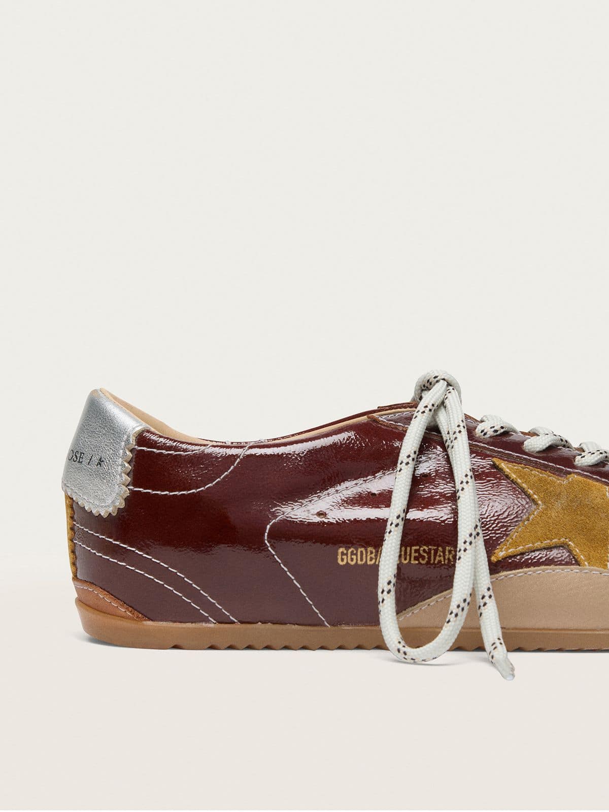 Golden Goose - Men's True-Star in burgundy naplak with suede star and silver nappa heel tab in 