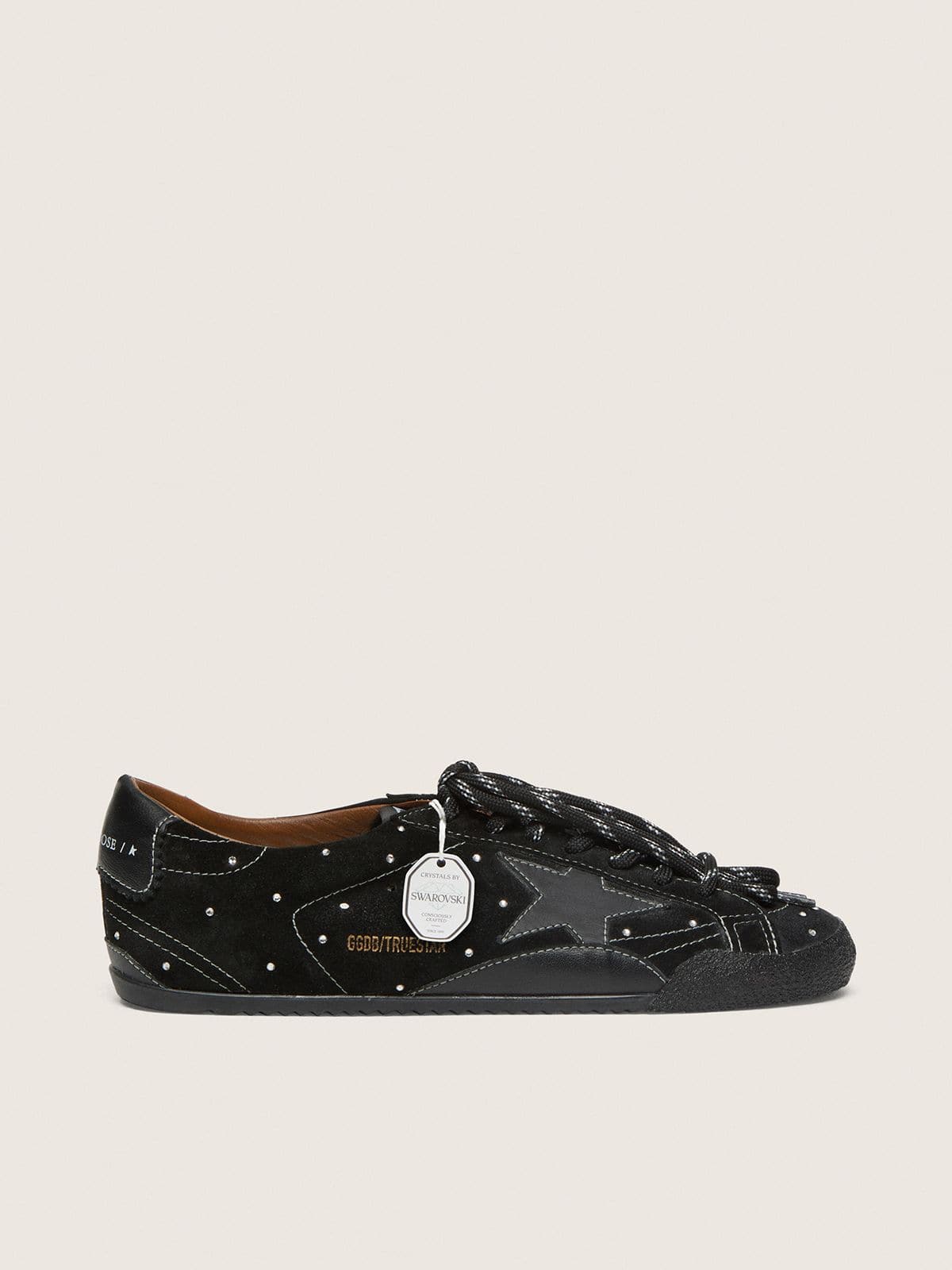Golden Goose - Men's True-Star in black suede with Swarovski crystals and black leather star in 