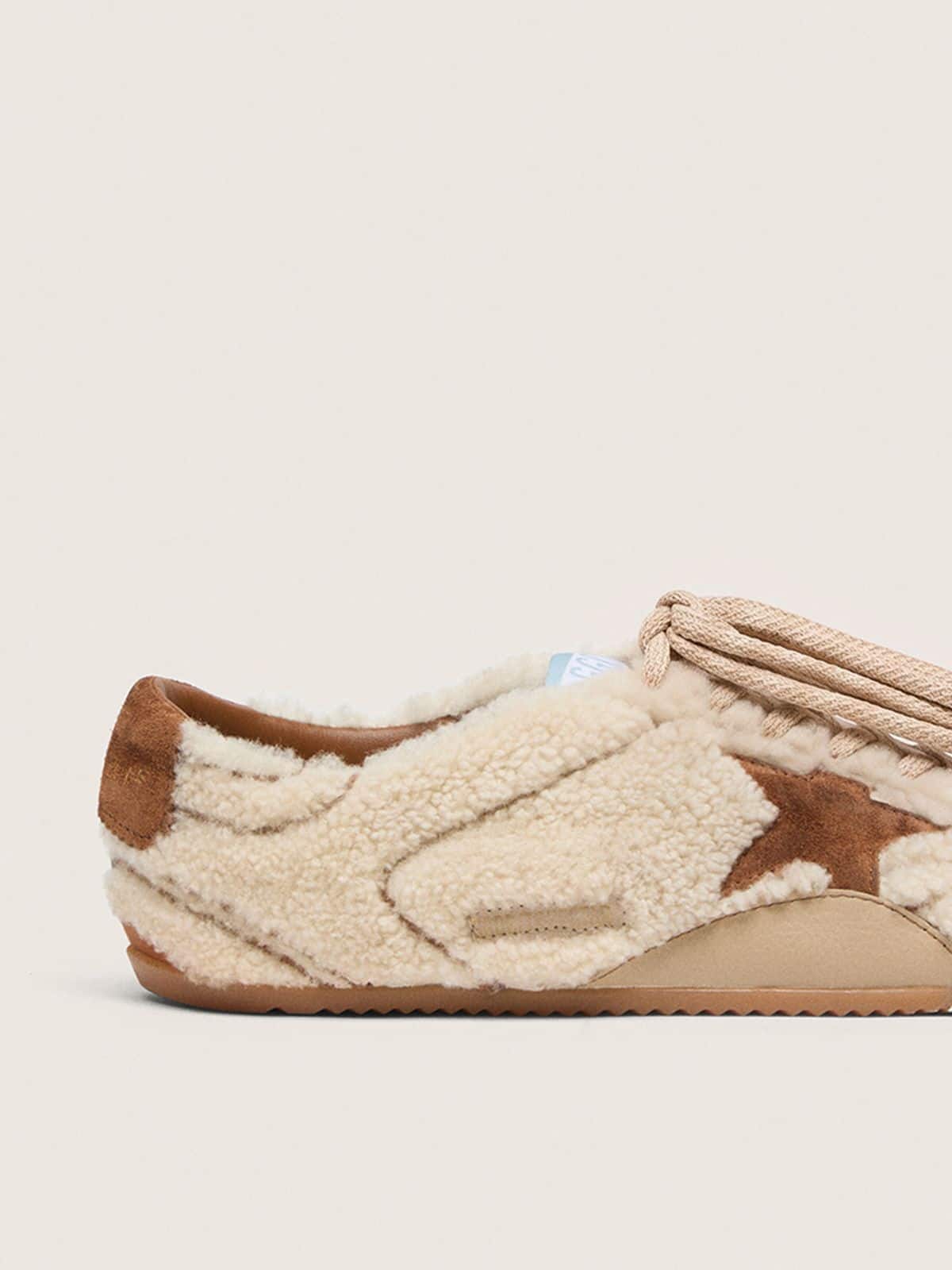Golden Goose - Men's True-Star in beige shearling with tan leather star in 