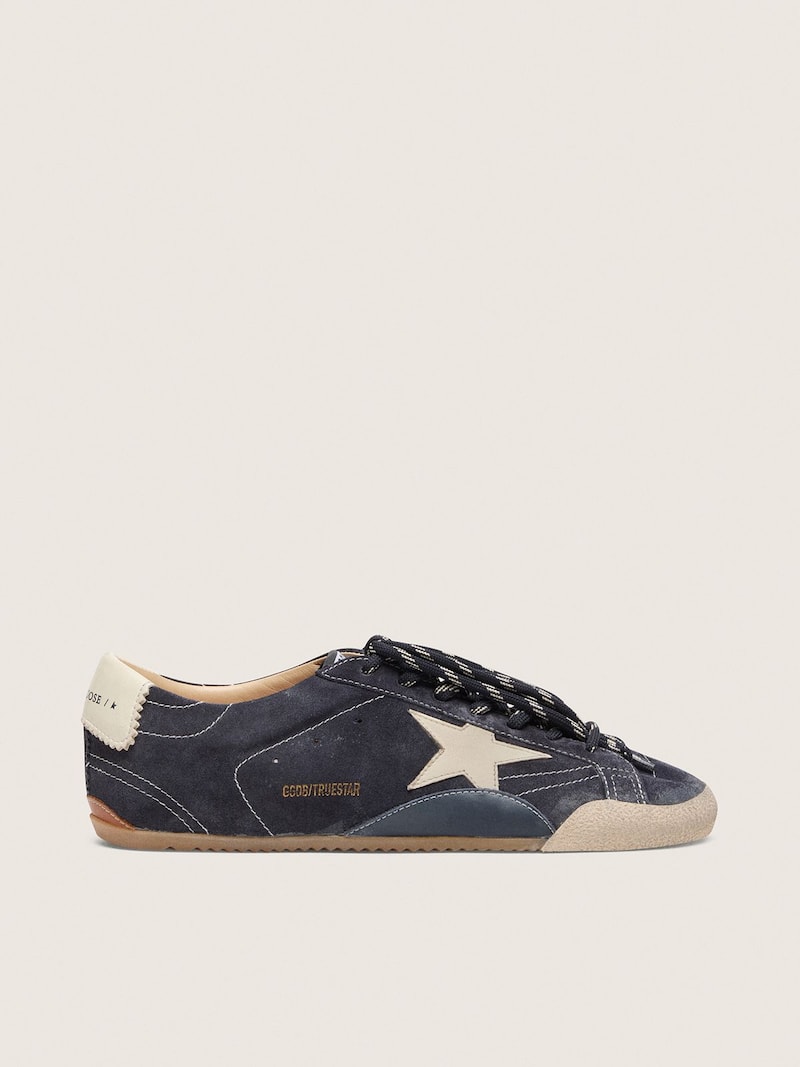 True-Star Herren aus dunkelblauem Suede mit Stern und Ferse aus wei&szlig;em Nappa