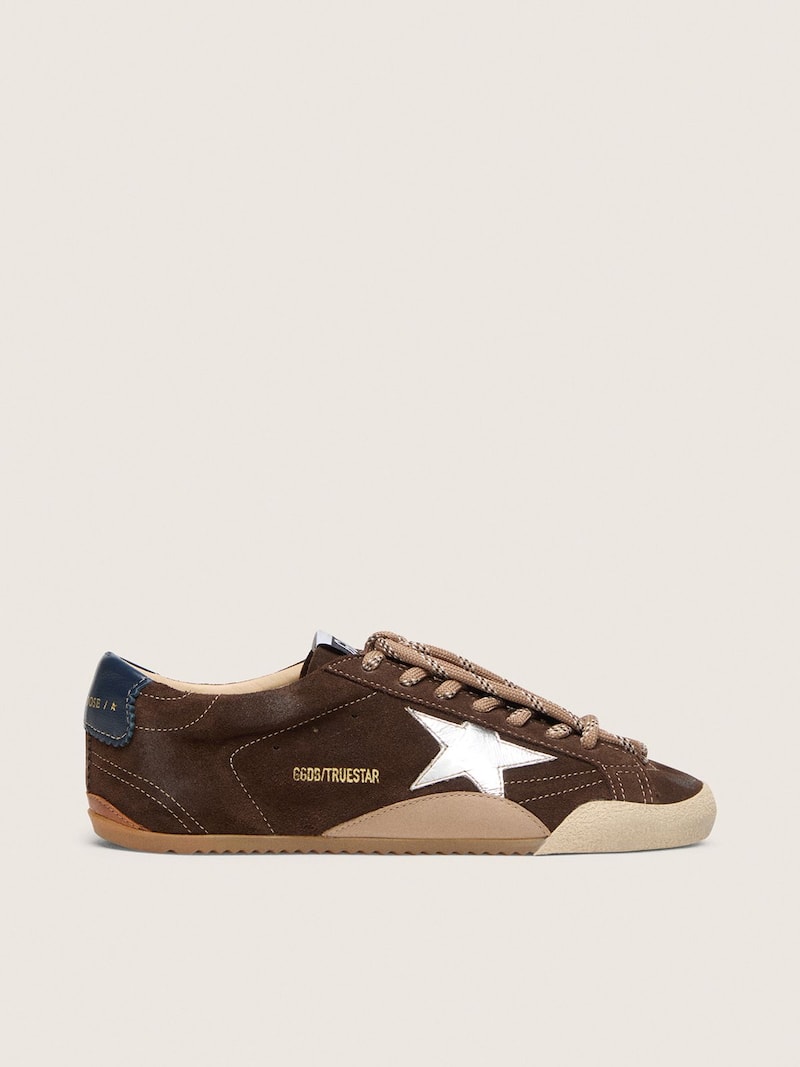 Golden Goose - Men&rsquo;s True-Star in dark brown suede with silver star in 