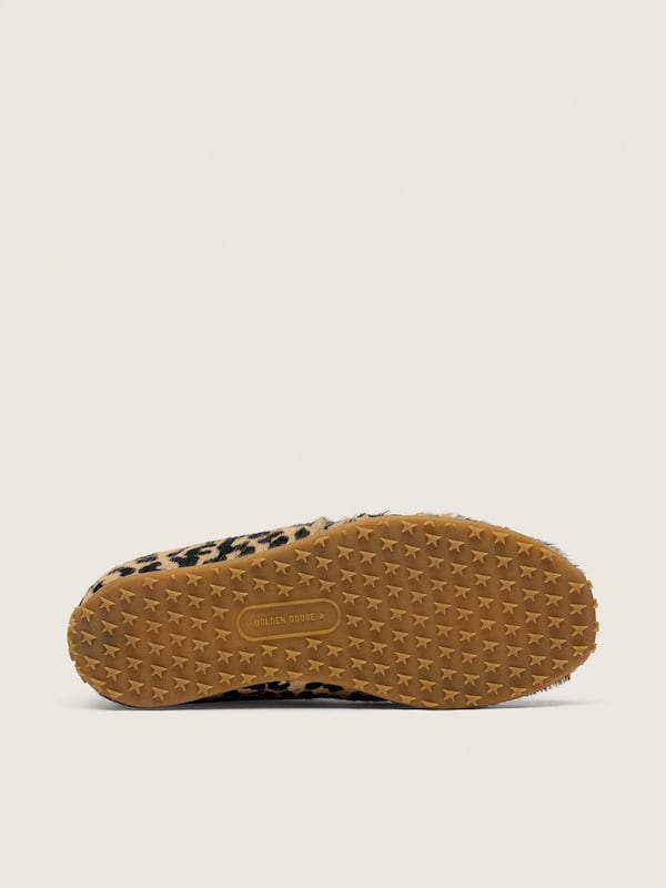 Golden Goose - Men's Marathon Speed in beige and black leopard-print pony skin with black leather star in 