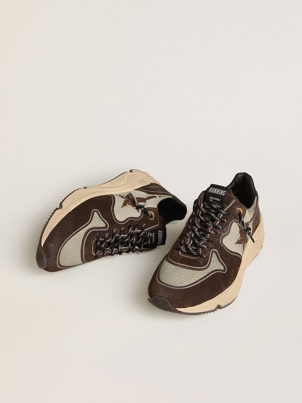 Golden Goose - Men's Running Sole in nylon and suede with printed star and leather heel tab in 