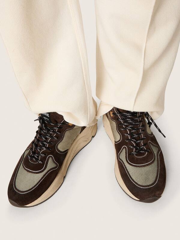 Golden Goose - Men's Running Sole in nylon and suede with printed star and leather heel tab in 