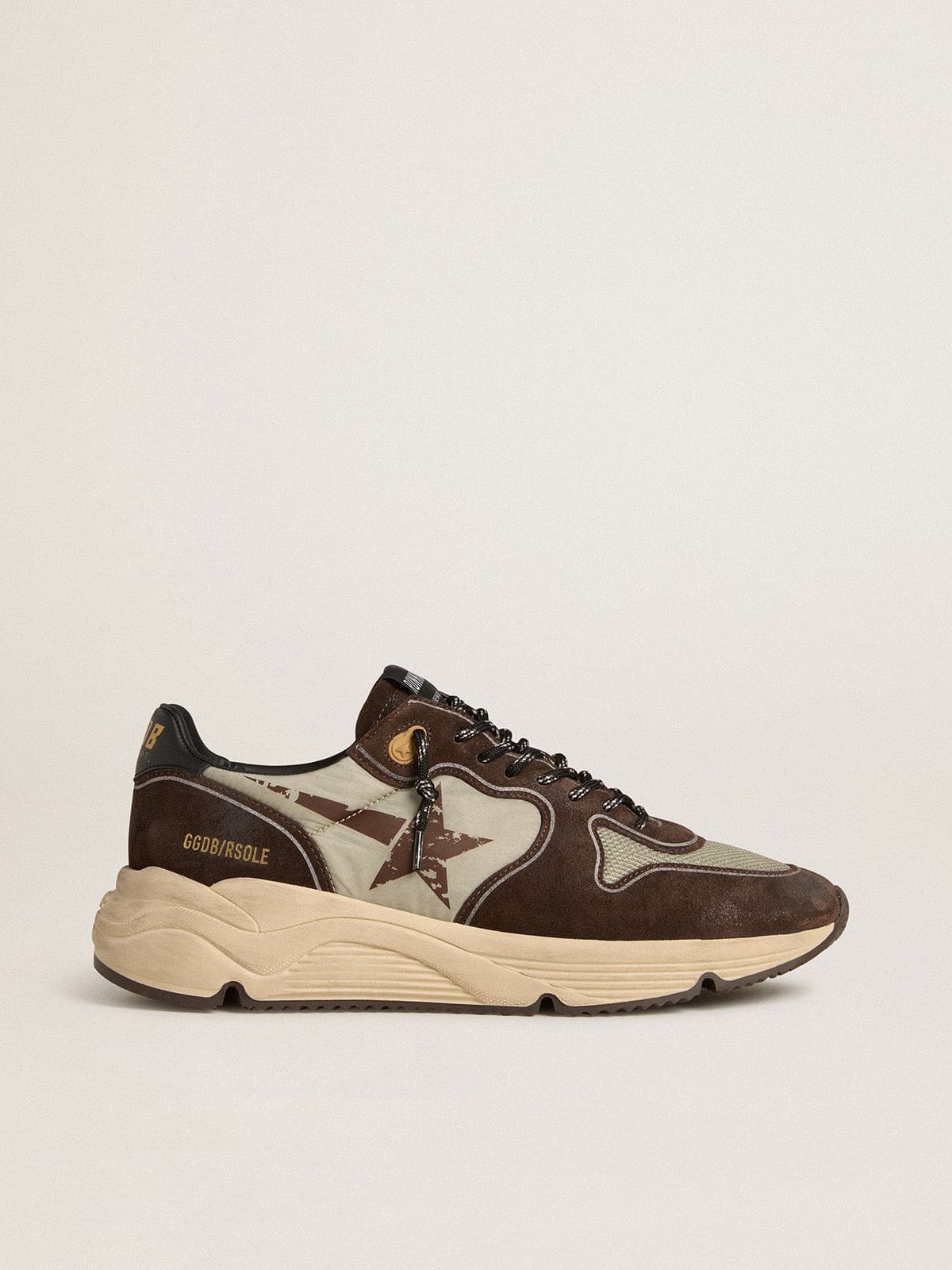 Golden Goose - Men's Running Sole in nylon and suede with printed star and leather heel tab in 