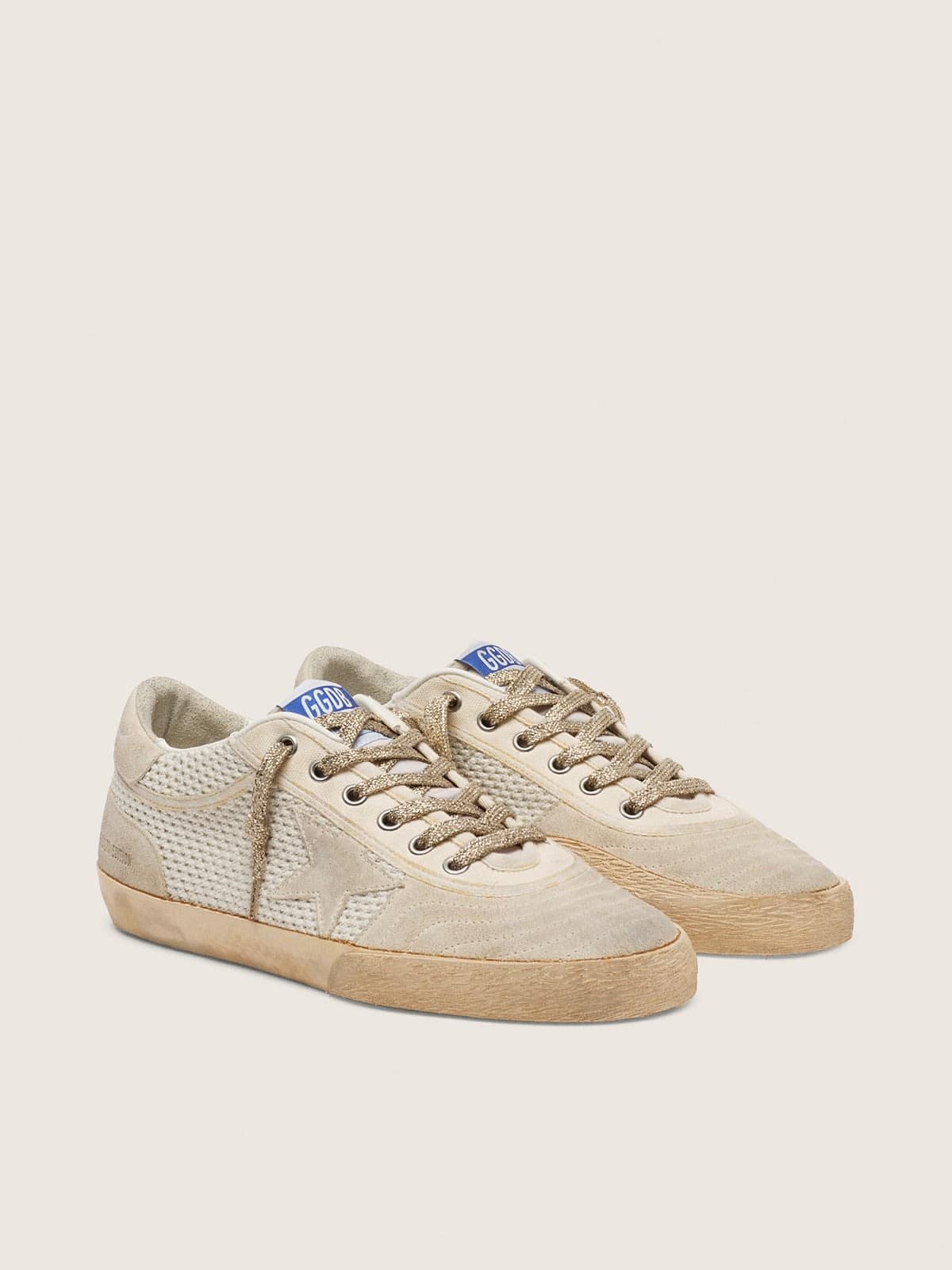 Golden Goose - Men&rsquo;s white and beige Super-Star LAB in mesh and suede in 