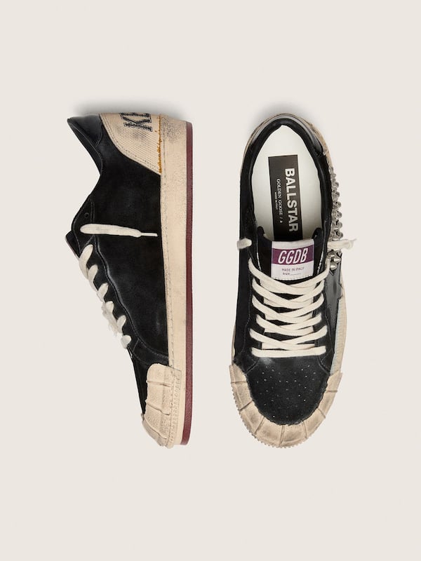 Golden Goose - Men's Ball Star LAB in black suede with studs and glossy black leather star in 