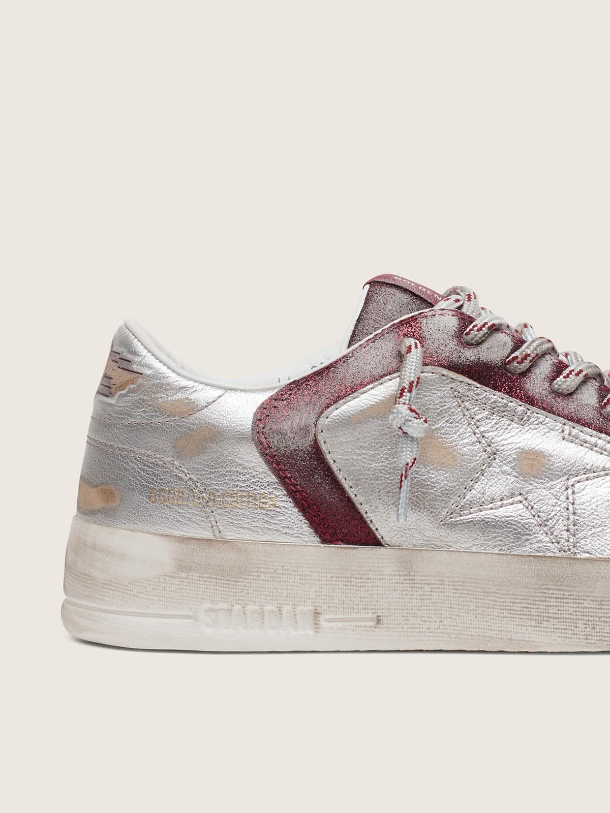 Golden Goose - Stardan LAB Uomo in pelle e glitter color bordeaux e argento in 