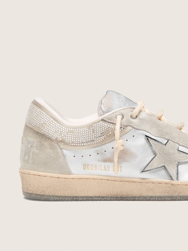 Golden Goose - Men's Ball Star in metallic silver leather with light gray star and Swarovski inserts in 