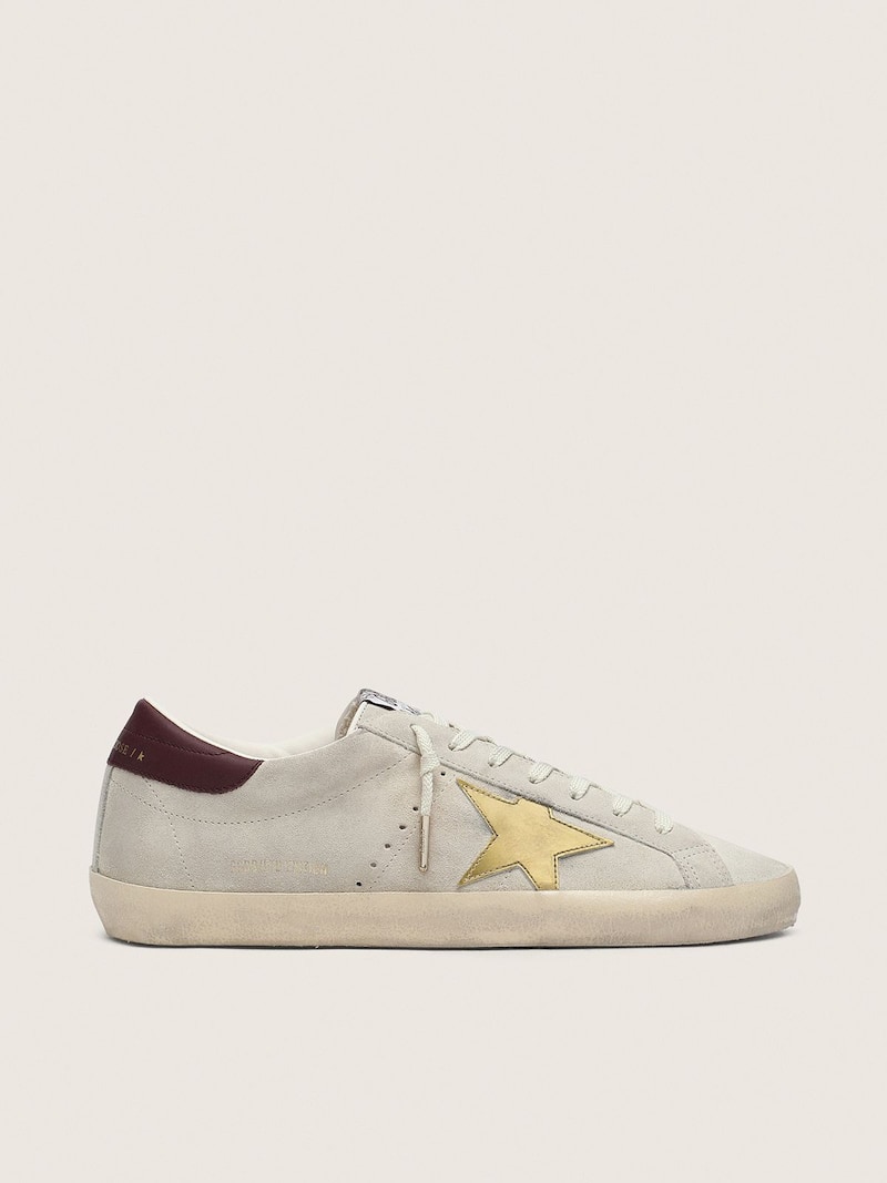 Men's Super-Star CNY in ivory suede with metallic leather star and leather heel tab