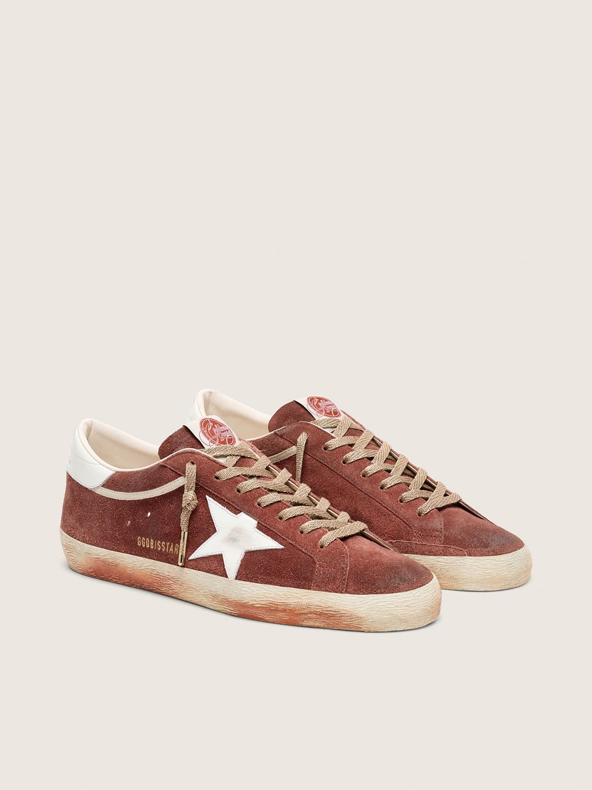 Golden Goose - Super-Star Herren im aus rostfarbenem Rauleder und platinfarbenem Metallic-Leder in 