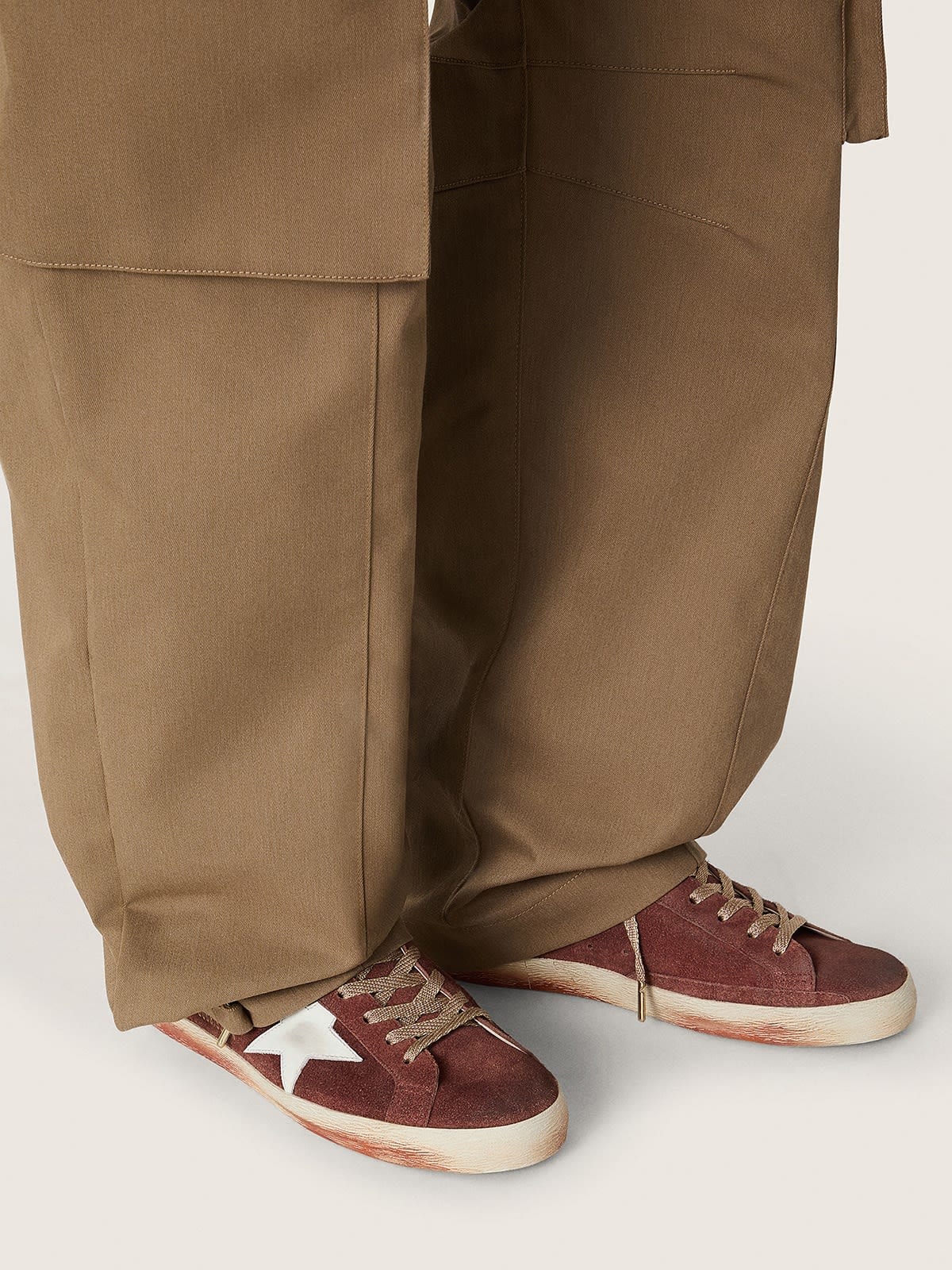 Golden Goose - Super-Star Herren im aus rostfarbenem Rauleder und platinfarbenem Metallic-Leder in 