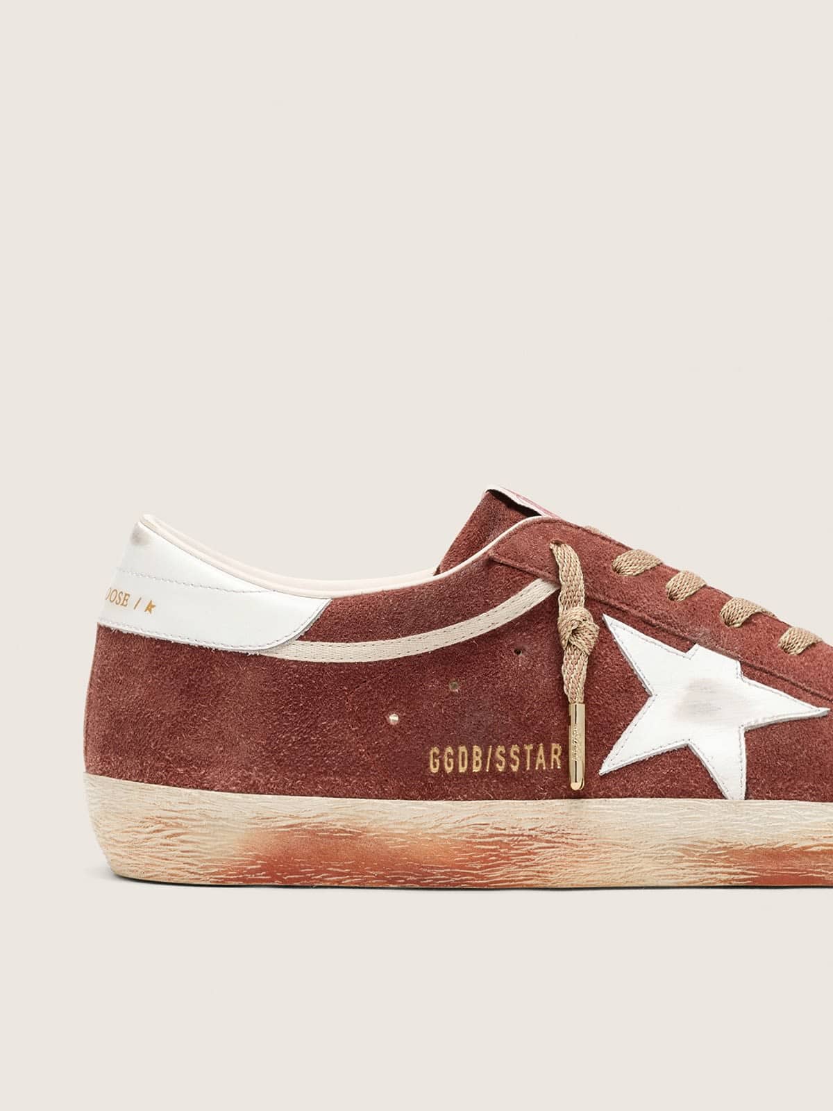 Golden Goose - Super-Star Herren im aus rostfarbenem Rauleder und platinfarbenem Metallic-Leder in 