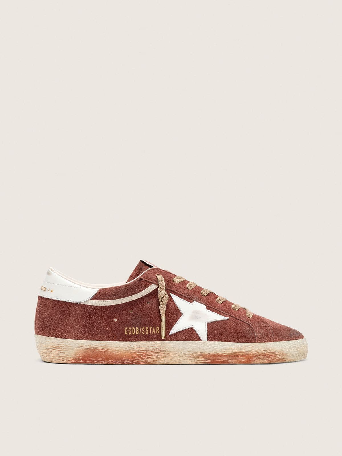 Golden Goose - Super-Star Herren im aus rostfarbenem Rauleder und platinfarbenem Metallic-Leder in 